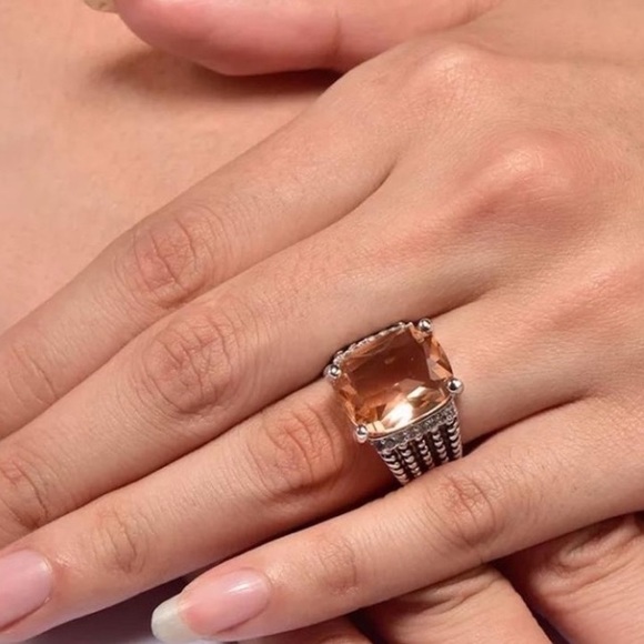 NWOT Sterling Silver Morganite Ring - Picture 2 of 2